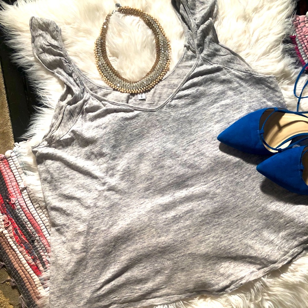 Express Heathered Grey Ruffle Tank